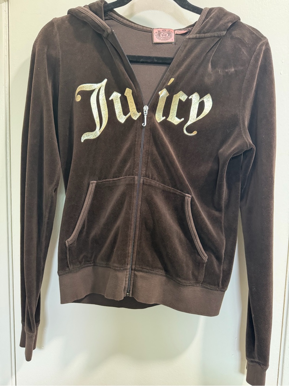 Juicy Couture Vintage Y2K Brown Velour Tracksuit Hoodie & Pants Set Size Small
